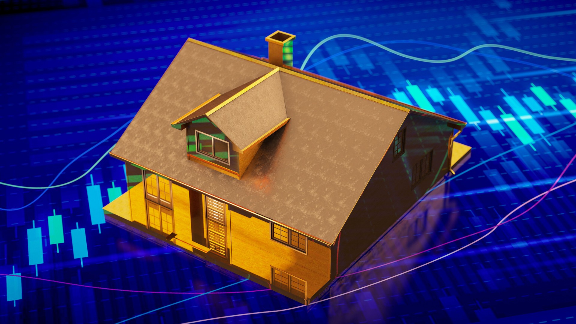 Real Estate Value Concept with an House and Prices Chart